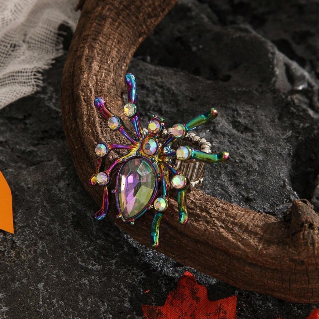 Stunning Iridescent Spider Ring, Stretchy/One Size Fits All, Nwt